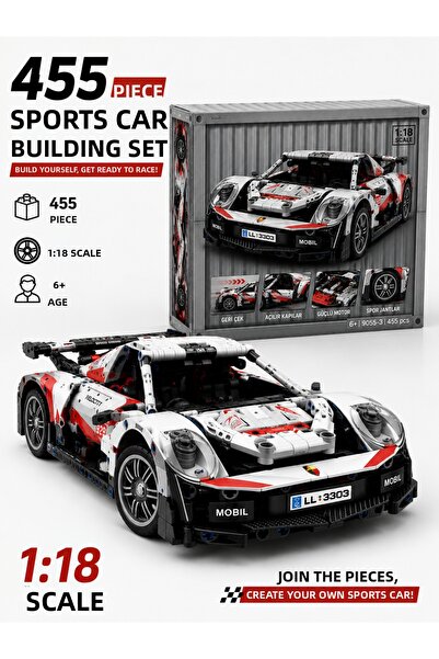 ZİVENTA 455 Pieces Sports Car Building Set 1:18 Scale Pull Back and Release M...
