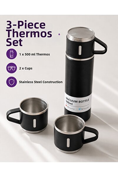 teknotrust Preminium 500 ml Vacuum Thermos – Double-Layered Stainless Steel, ...