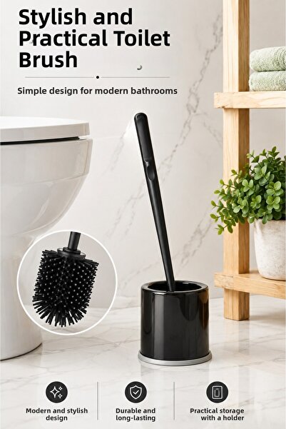 FLY LIFE Silicone Toilet Brush with Reservoir, Long Handle Wc Cleaning Brush,...