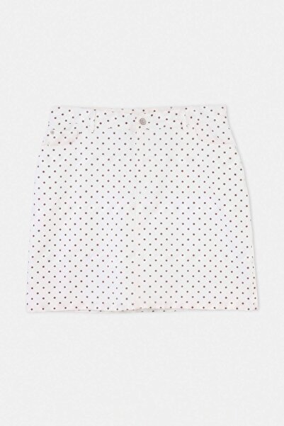 Trendyol Curve White Polka Dot Patterned High Waist 100% Non-Stretch Cotton a...