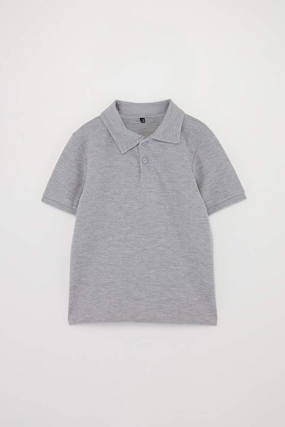 TRENDYOLKIDS Graues, schlichtes Strick-T-Shirt TKDSS24TS00022