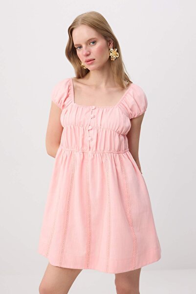 Trendyol Collection Pink Linen Look Short / Mini Woven Dress Twoss26El00967