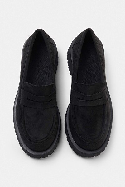 TRENDYOL SHOES Μαύρα Suede Γυναικεία Παπούτσια Loafer TAKAW27LA00001