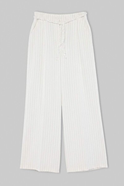 Trendyol Collection Pantaloni din țesătură cu dungi, cu talie înaltă, tricota...