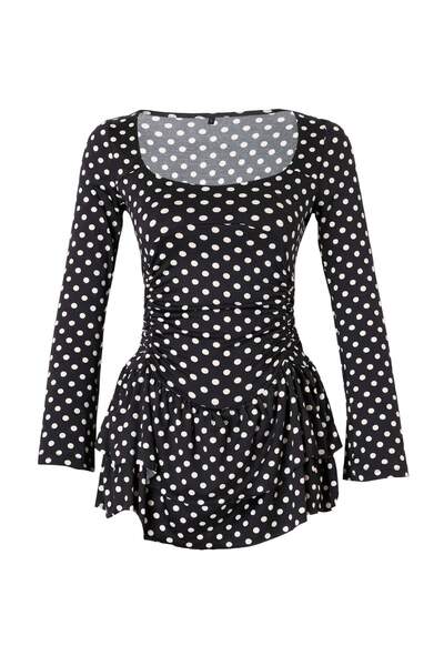 Trendyol Collection Multicolored Polka Dot Skater Pool Collar Long Short/Mini...