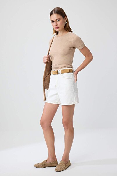 Συλλογή Trendyol Εκρού Ψηλόμεσο Τζιν Σορτς City Boy TWOSS26SR00219