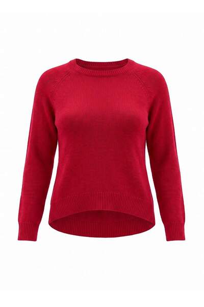 Trendyol Collection Wardrobe Essentials Red Wool Asymmetrical Hem Knitwear Sw...