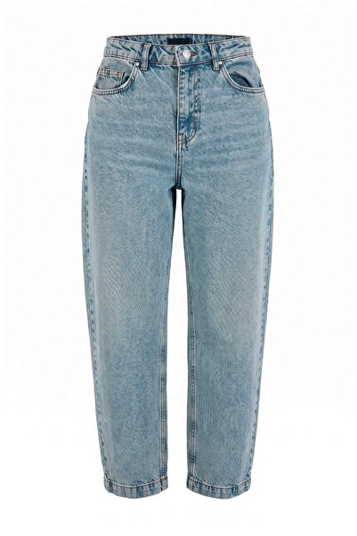 Trendyol Collection Light Blue 100% Cotton High Waist Barrel Jeans Twoaw27Je0...