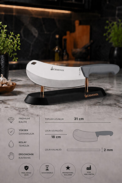 SÜRMENOX Sürmene Silver Serisi 2 li Pizza Börek Bıçağı Gri Sap Pide Salata Kıyma Mutfak Bıçak ( Srm-03 )