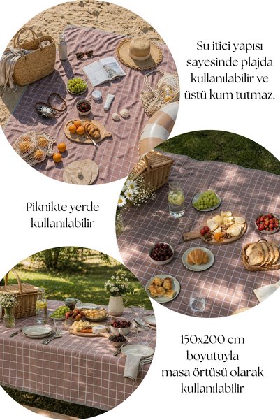 Valoa Checkered Waterproof Picnic Beach Camping Cover 150x200 cm for 4-6 People