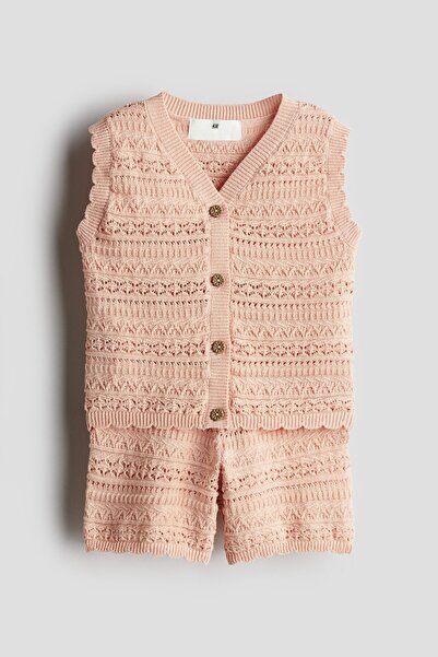 H&M 2 Parçalı Pamuklu ve Desenli Triko Set