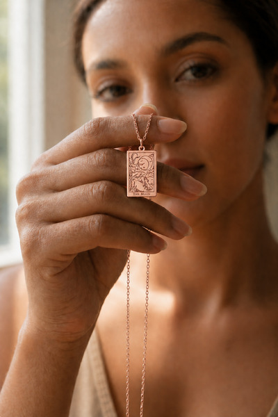 Auryne Jewelry 925 Ayar Gümüş Tarot Kolye 14 Ayar Altın Kaplama Gümüş Kolye