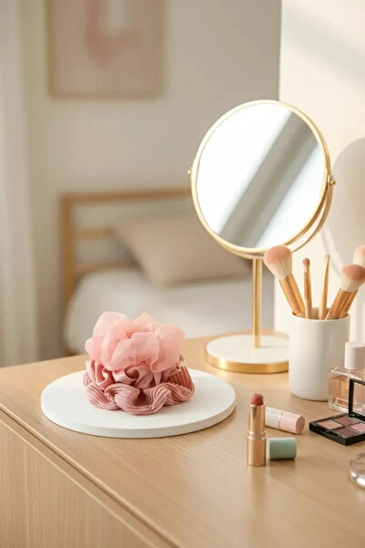 Miniso Lisanslı Büyük Kumaş Saç Lastiği 3 Parça – Pembe Hacimli Scrunchie Tok...