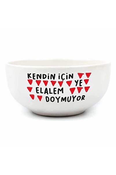 PALTO TASARIM Kendin İçin Ye Elalem Doymuyor Krem Seramik Kase - Hediye Seram...