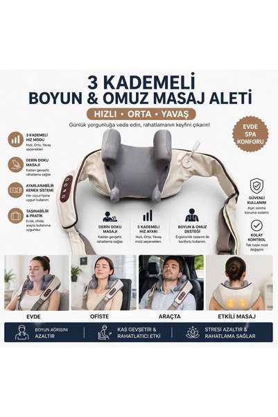 Mutkin MUTKİN Ovmalı Isıtmalı Boyun Sırt Omuz Masaj Aleti Insan Eli Yoğurma H...