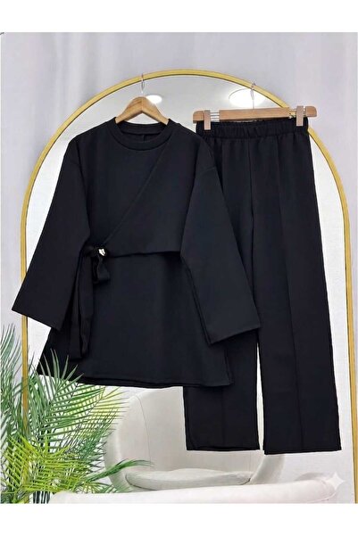 MODA VEDAT Ženski komplet pantalona od krep tkanine sa detaljnim vezivanjem s...