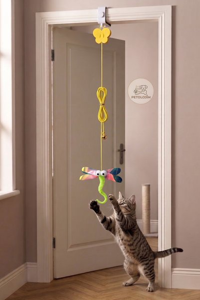Petolojim Elastic Self-Adhesive Colorful Cat Play Fishing Rod Cat Toy Adhesive Fishing Rod