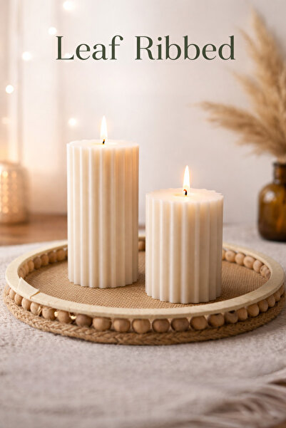 Lúmea Candle Leaf Ribbed Soya Mum – Minimal Dekoratif Silindir Mum | 275g