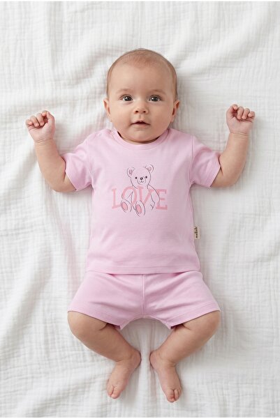 hobbe baby طقم أطفال مكون من شورت وتي شيرت مصنوع من القطن بنسبة 100%