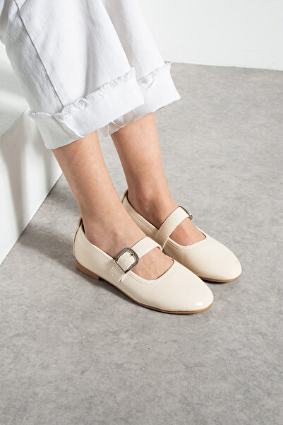 İmerShoes Günlük Kadın Babet Bantlı Lastik Tokalı Dikiş Detaylı Rahat Ev İş O...