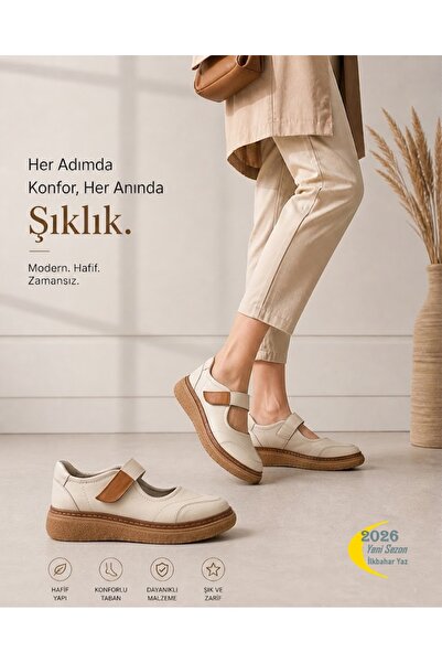 Mammamia Gerçek Deri Kadın Günlük Ayakkabı / Ortopedik Taban / Casual Konfor ...