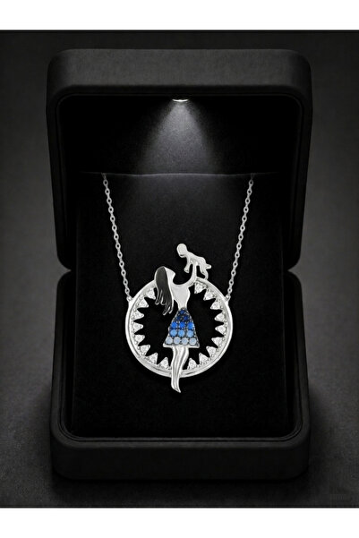 ÇEKİRDEK JEWELRY Işıklı Hediye kutulu 925 Ayar Gümüş Anne Bebek Kolye – Rodyu...