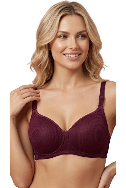 Ebru Silicone Jacquard Micro Wire-Free (Wireless) Gathering Plum Bra Ebr-1055