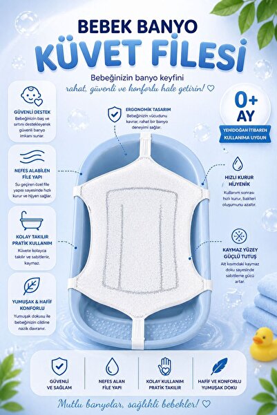 MorPort Lüx Köpüklü Banyo Filesi I Bebek Yıkama Küvet Filesi I Bebek Banyo Fi...