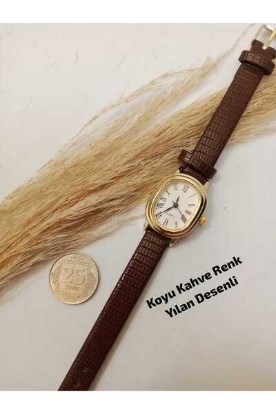 QUARTZ Minimal Vintage Kadın Kol Saati Retro Tasarım - Gold RENK Kasa - OVAL ...