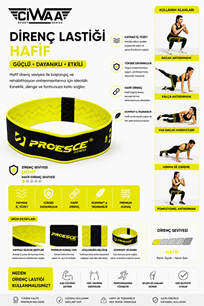 Proesce Bacak Kalça Direnç Bandı-resistance Bands-squat Bant Pilates Fitness Egzersizleri Direnç Bandı Hafif