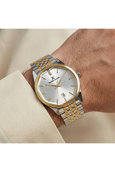 Daniel Klein Premium Silver and Gold Stainless Steel Watch for Men DK.1.14144-5