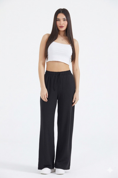 THIFF GYMWEAR Pantaloni de trening cu șireturi din țesătură modal pentru femei