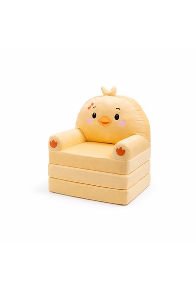 Pufu Toys Civciv Katlanabilir Peluş Çocuk Koltuğu ve Yatak 120 cm – Portatif Yıkanabilir Çocuk Koltuğu