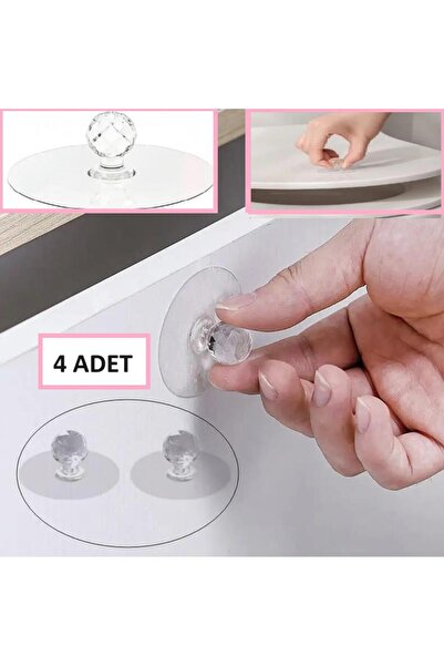 optana 4 ADET Mutfak Banyo Dolap Gardrop Kulpu Çok Amaçlı 4 ADET Yapışkanlı Kulp Tutacak Askı