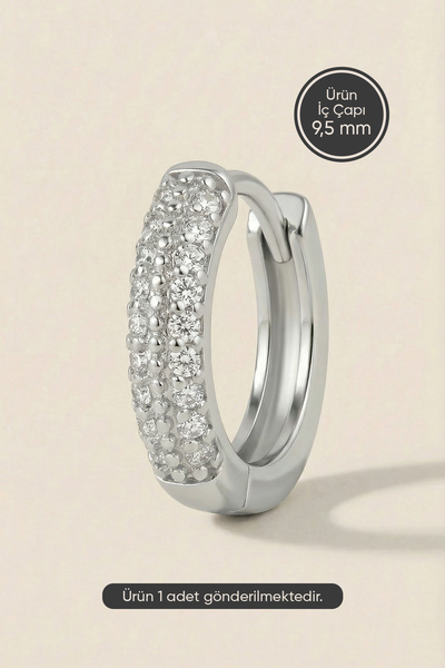 Hetra Gümüş Renkli Cerrahi Çelik Sıralı Zirkon Topçuk Halka Piercing – Helix ...