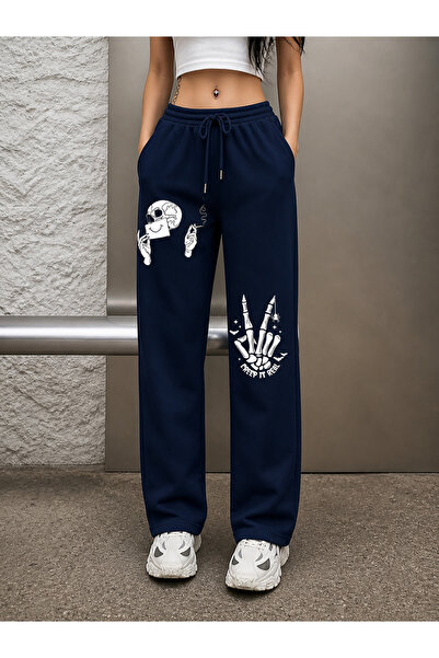 COMANCHERO Pantaloni de trening unisex Harajuku cu imprimeu cu cranii, cu cro...