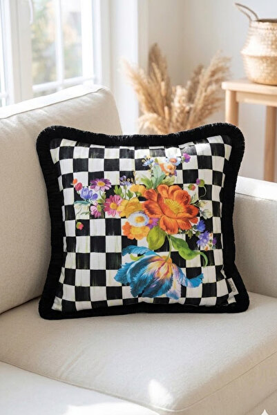 Alseko Concept Husa de perna cu model floral Gingham 43x43 cm