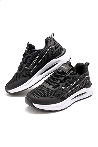 McDark Kadın Siyah Beyaz Trenj Bağcıklı Ortopedi Sneaker Ayakkabı
