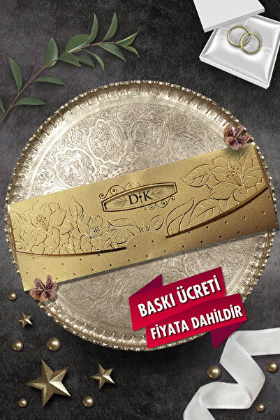 Cem Davetiye Düğün Nişan Nikah Kına Davetiyesi 3389 (100 ADET) Baskı Dahil