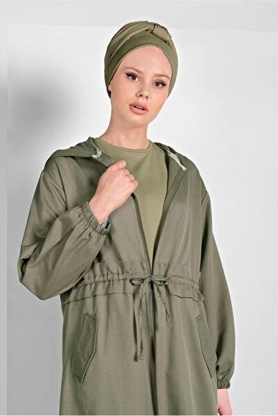 TRENDTESETTÜR معطف نسائي كاكي بخصر مطاطي 2403