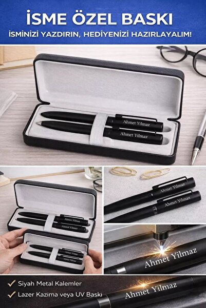 Outdoor One İsme Özel Metal Roller & Tükenmez Kalem Seti – Kişiye Özel Kutulu...