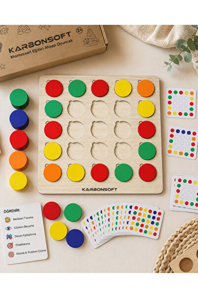 karbonsoft Montessori Egitici Ahsap Oyuncak, Egitici Kutu Oyunu, Ahsap Esleme Oyuncagı, Renk Esleme-Bulmaca