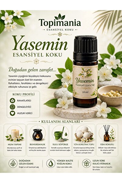 Topimania Yün Kurutma Topları Yasemin Uçucu Buhur Yağı Buhurdanlık Esansı Oda...