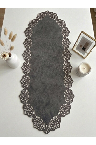 Ergüven Home Koyu Gri Süet Kumaş Runner 40x100 Cm Sehpa Boyu - Modern Tasarım