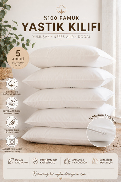 Sleep Garden Ranforce 100% bumbac, cu fermoar, culoare crem, husă interioară ...