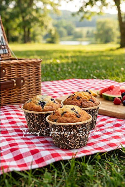 50 Pcs Kraft Brown Patterned Muffin Mold Cupcake Mold Cake Capsule