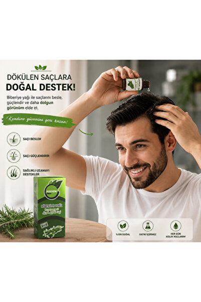 navaem new %100 dogal 20 ml Biberiye Yağı Saç Dökülmesine Karşı Doğal Çözüm