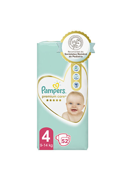 Pampers Scutece Premium Care Value Pack, mărimea 4, 9-14 kg, 52 buc.