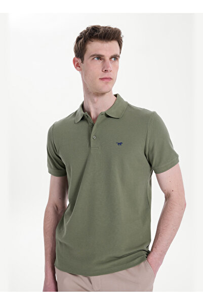 Mustang Koyu Haki Erkek Polo T-Shirt M5SM-TST1335