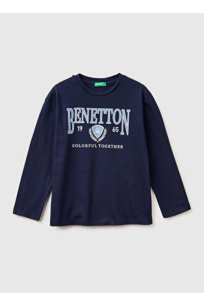 United Colors of Benetton Lacivert Erkek Çocuk Baskılı T-Shirt 3I1XC10S2
